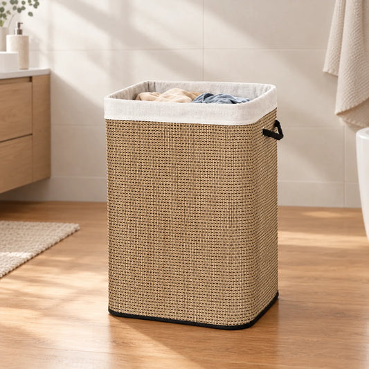 Tall Laundry Basket with Lid and Removable Liner 72L
