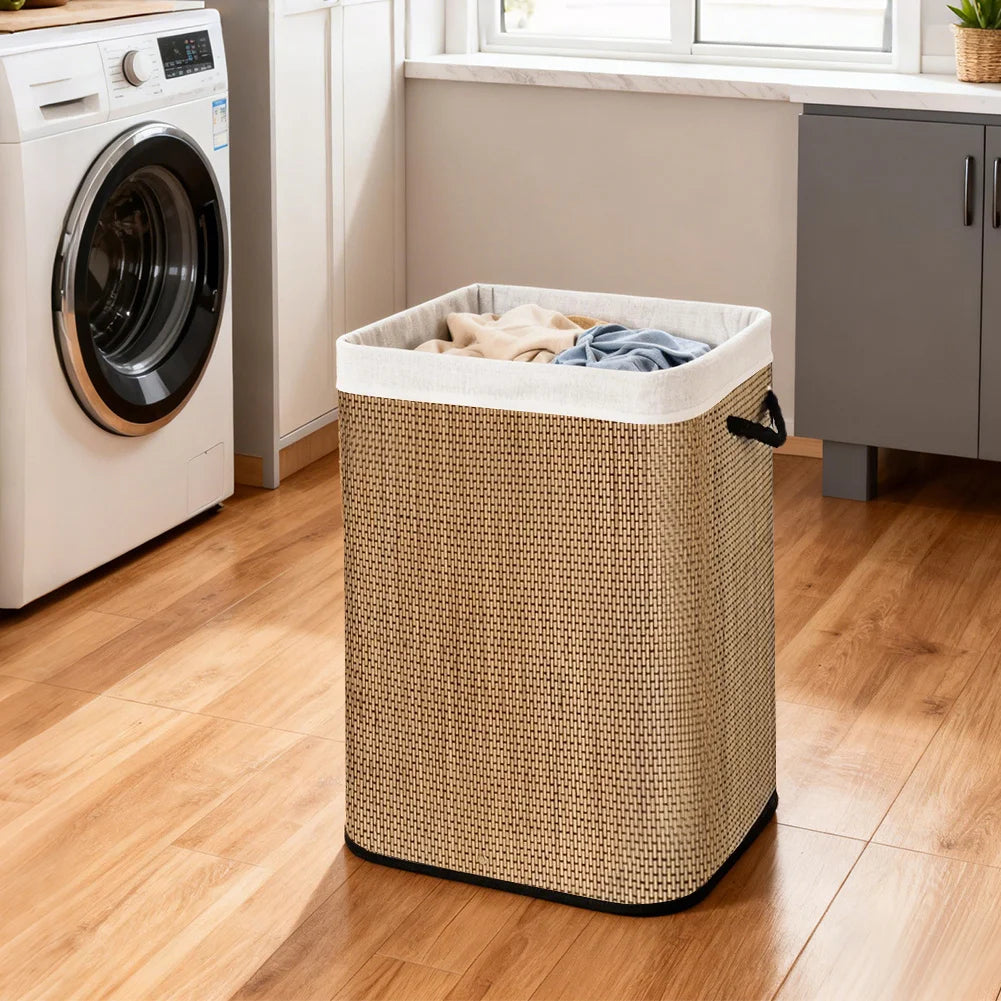 Tall Laundry Basket with Lid and Removable Liner 72L