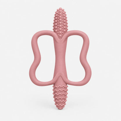 Textured Silicone Baby Teething Toy with Ring Handle for Kids