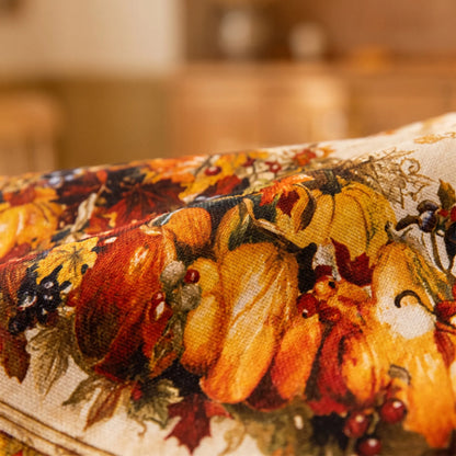 Thanksgiving Pumpkin Tablecloth with Fall Leaves