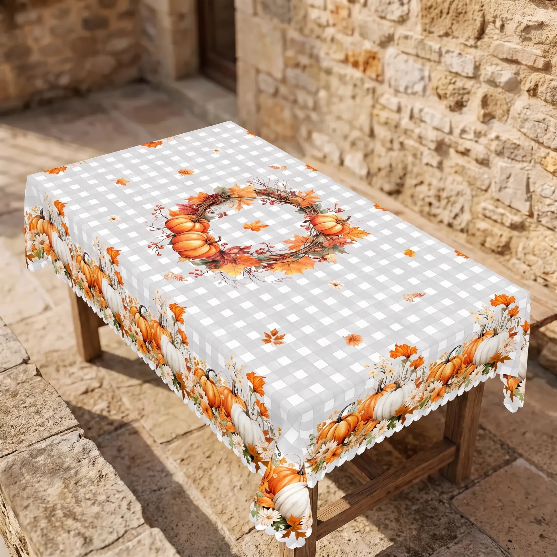 Thanksgiving Pumpkin Tablecloth with Fall Print