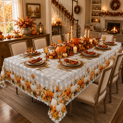 Thanksgiving Pumpkin Tablecloth with Fall Print
