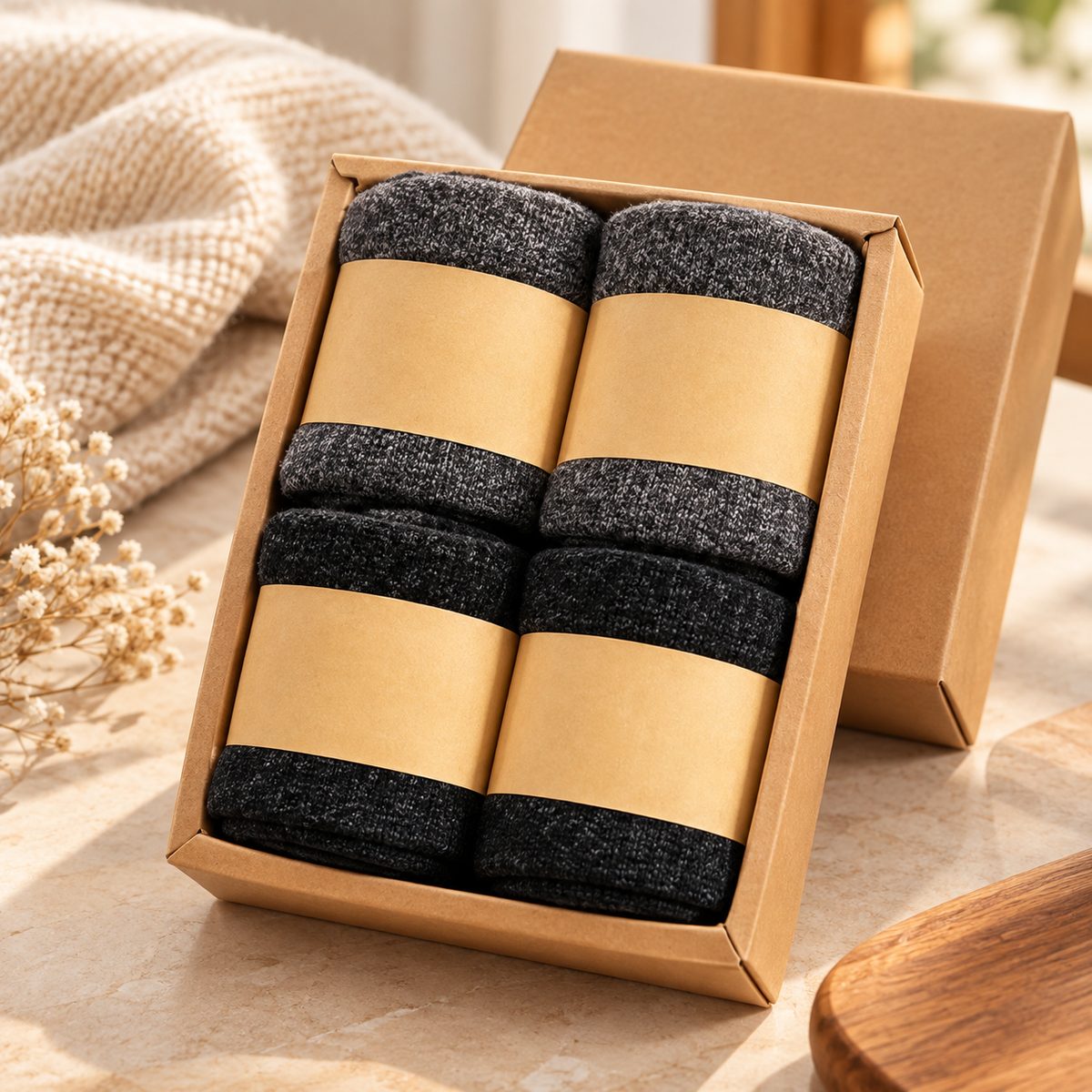 Thick Crew-Length Wool Blend Socks