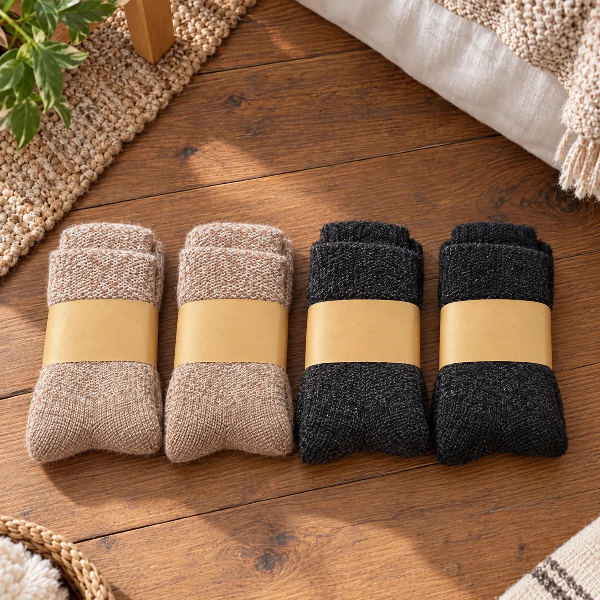 Thick Crew-Length Wool Blend Socks