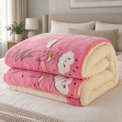 Thick Fleece Winter Comforter with Sherpa Style Lining