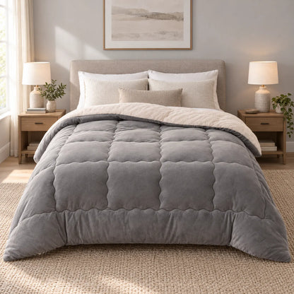 Thick Fleece Winter Comforter with Textured Design