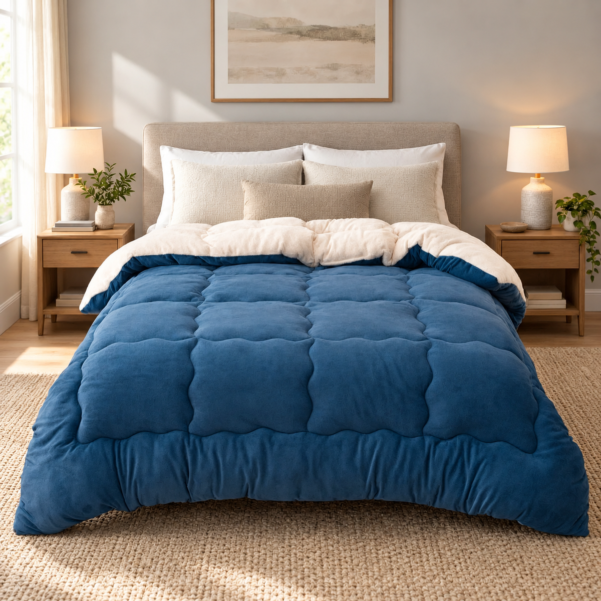 Thick Fleece Winter Comforter with Textured Design