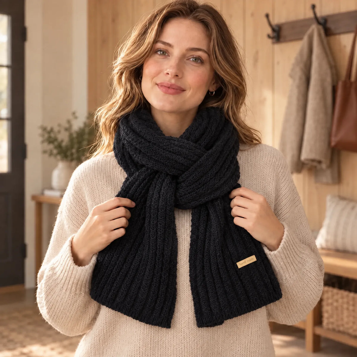 Thick Ribbed Knit Winter Scarf