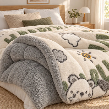 Thick Winter Comforter with Reversible Soft Fleece Design
