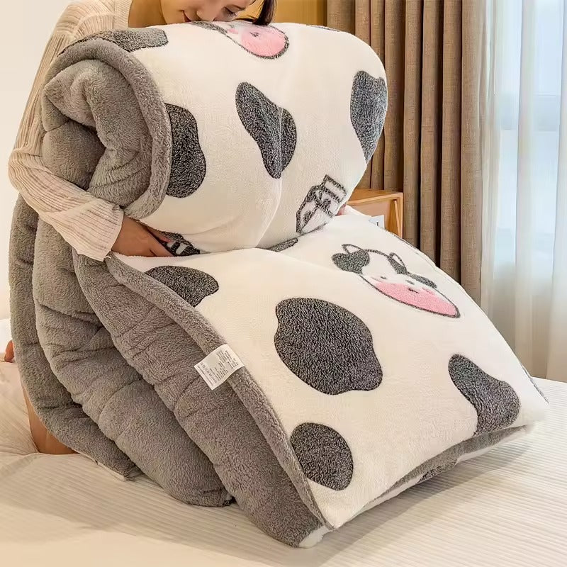 Thick Winter Comforter with Reversible Soft Fleece Design
