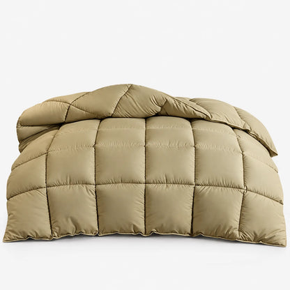 Thick Winter Down Comforter with Chevron Stitched Cotton Cover