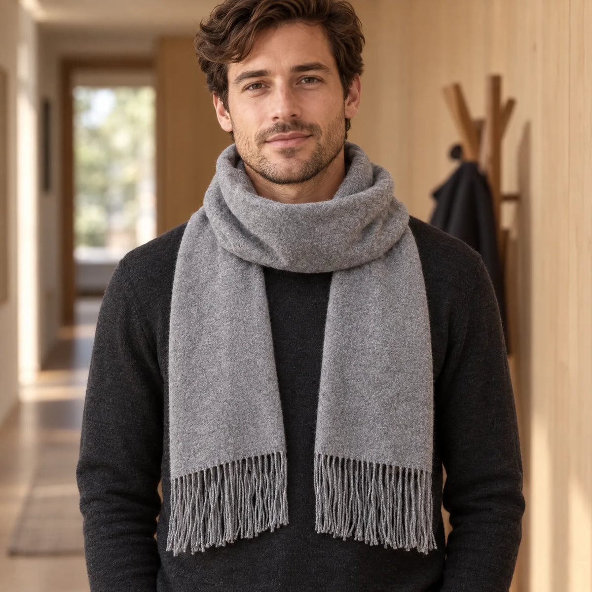 Thickened Solid Winter Fringe Scarf