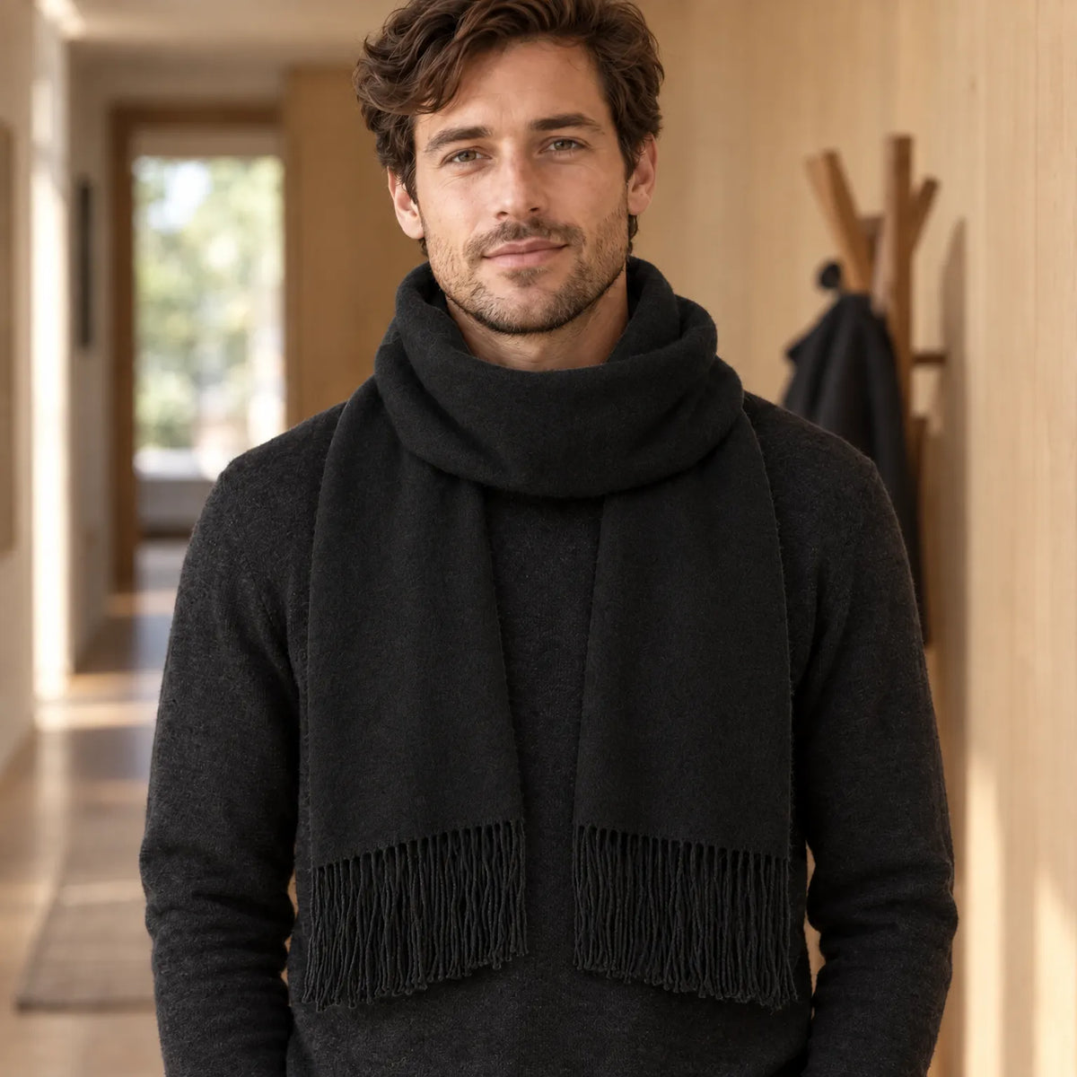 Thickened Solid Winter Fringe Scarf