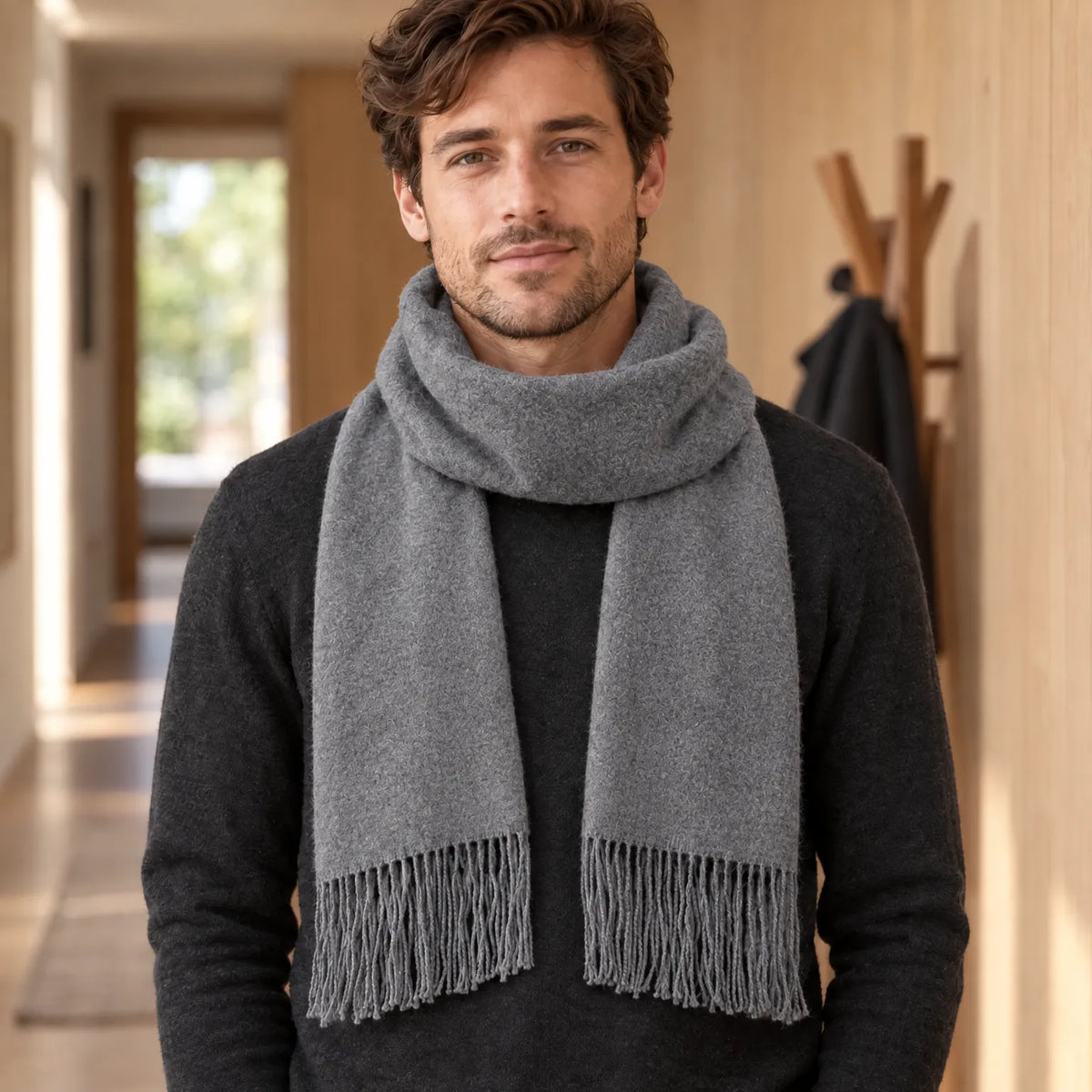 Thickened Solid Winter Fringe Scarf