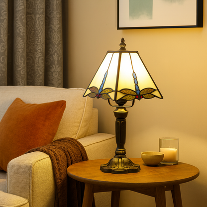 Tiffany Dragonfly Glass Table Lamp with Pagoda Shade | Zanvero