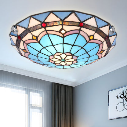 Tiffany Stained Glass Flush Mount Ceiling Light | Glasven
