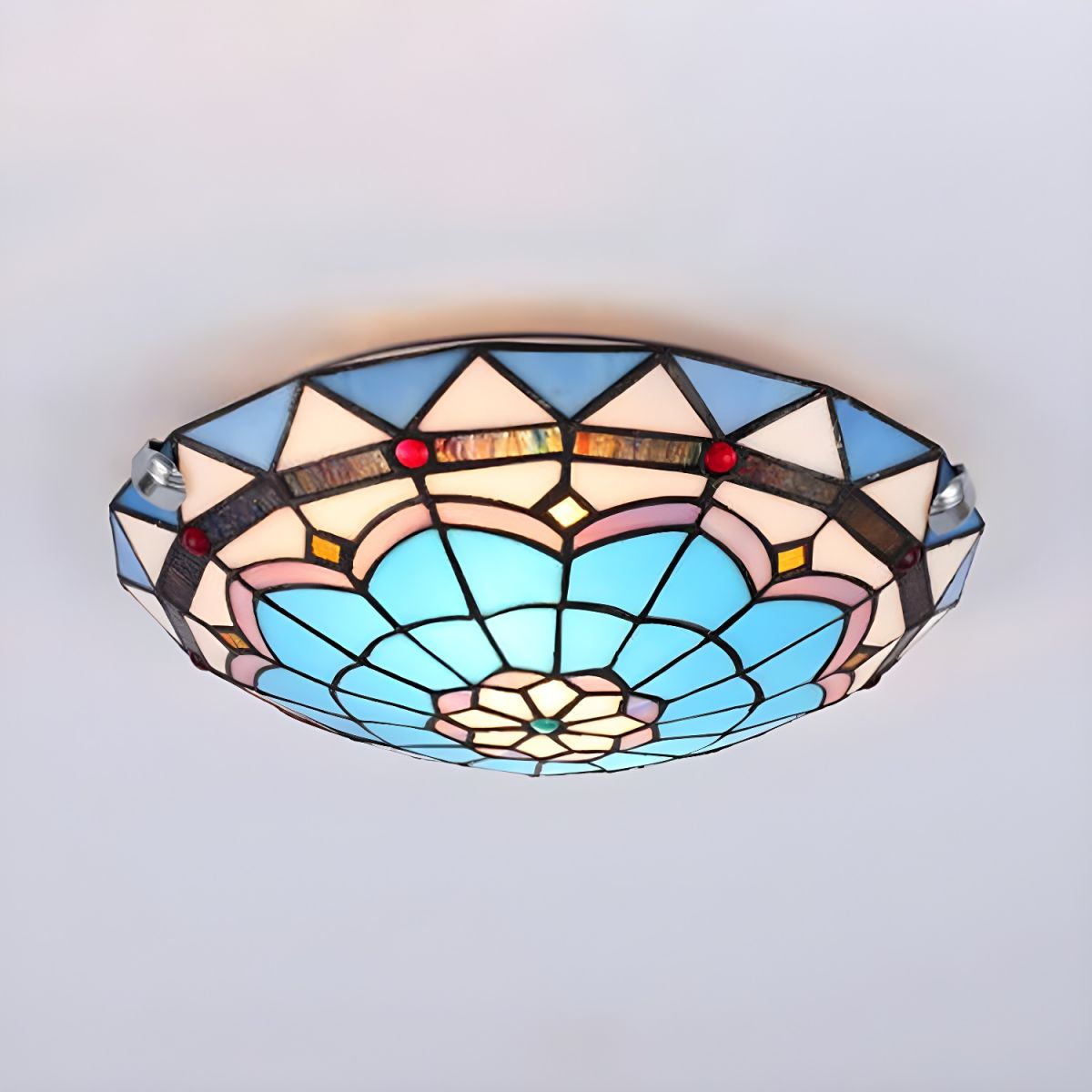 Tiffany Stained Glass Flush Mount Ceiling Light | Glasven
