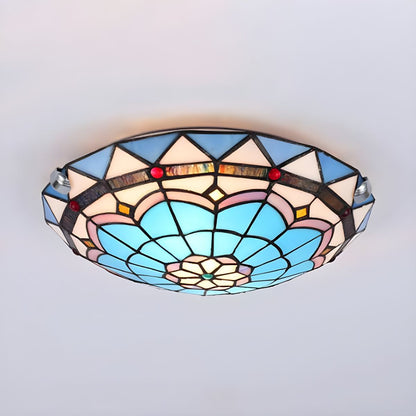 Tiffany Stained Glass Flush Mount Ceiling Light | Glasven