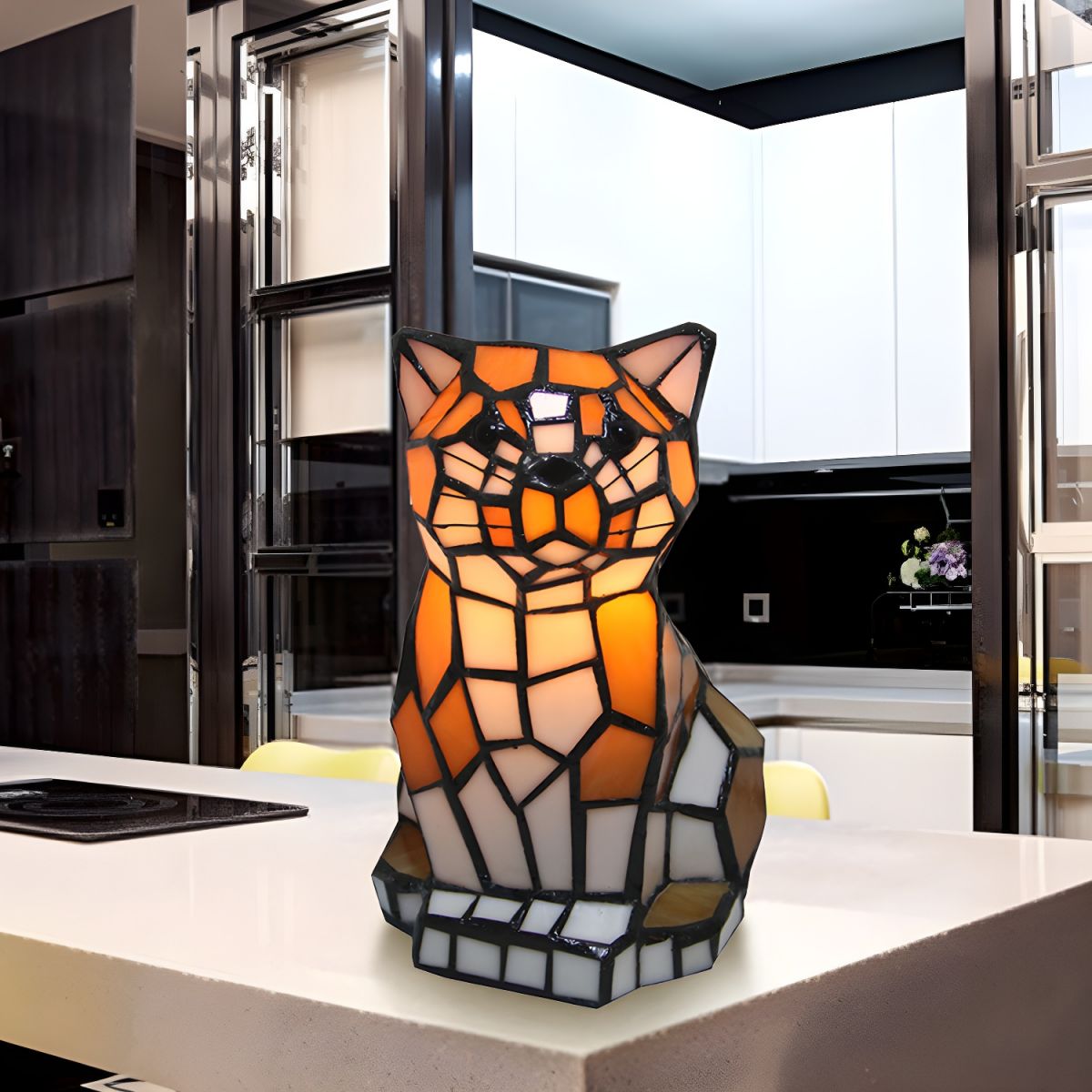 Tiffany Style Table Lamp with Stained Glass Shade | Vorynex
