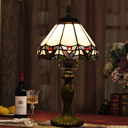 Tiffany Table Lamp with Stained Glass Conical Shade | Drevano