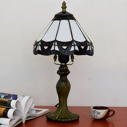Tiffany Table Lamp with Stained Glass Conical Shade | Drevano