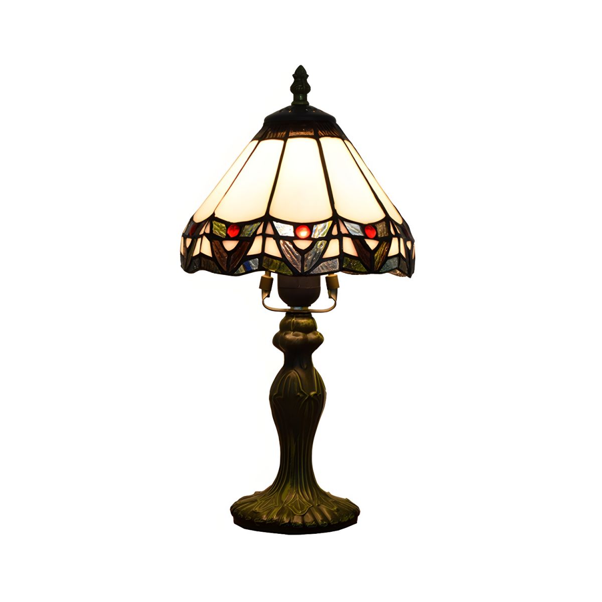 Tiffany Table Lamp with Stained Glass Conical Shade | Drevano