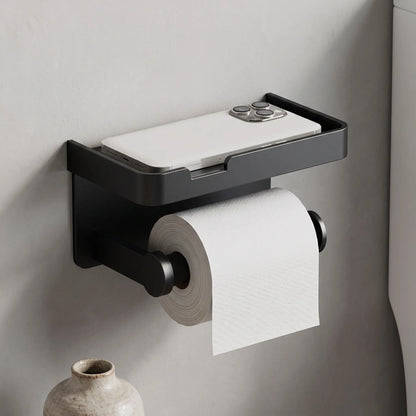 Toilet Paper Holder Wall Mounted Double Roll with Shelf
