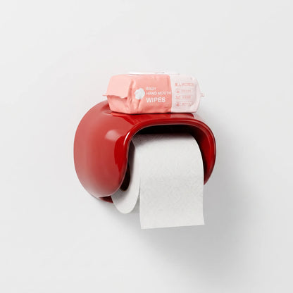Toilet Paper Holder with Curved Hood and Top Shelf
