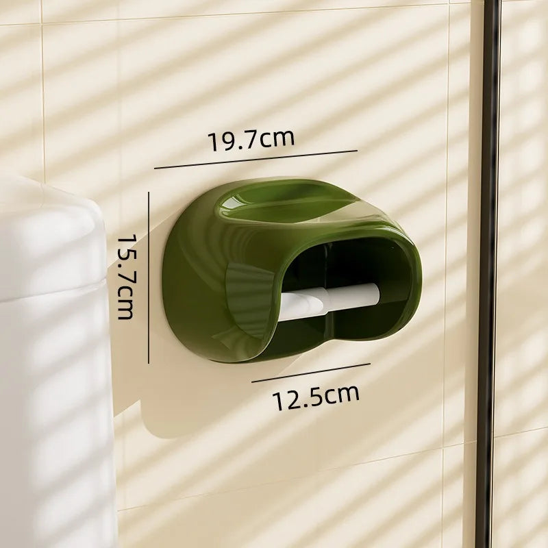 Toilet Paper Holder with Curved Hood and Top Shelf