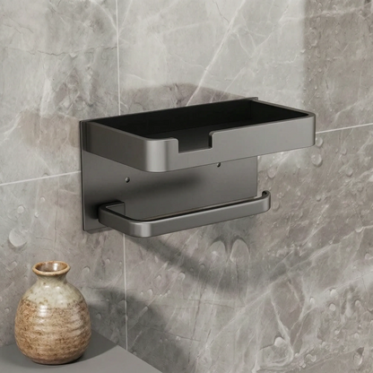 Toilet Paper Holder with Integrated Storage Tray
