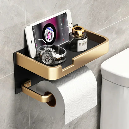 Toilet Paper Holder with Integrated Storage Tray