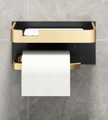 Toilet Paper Holder with Integrated Storage Tray