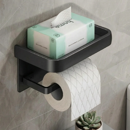 Toilet Paper Holder with Integrated Storage Tray