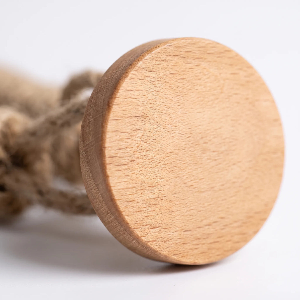 Toilet Paper Holder with Rope Loop and Wooden Wall Mount