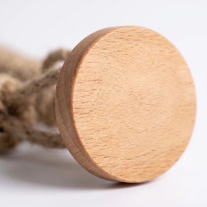 Toilet Paper Holder with Rope Loop and Wooden Wall Mount