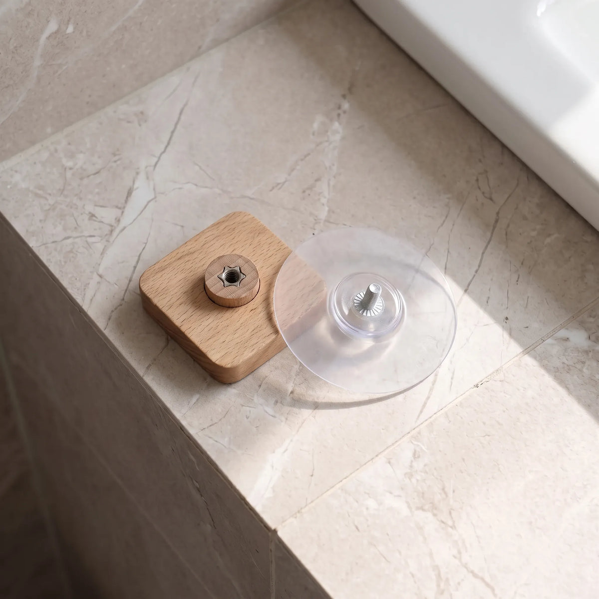 Toilet Paper Holder with Rope Loop and Wooden Wall Mount