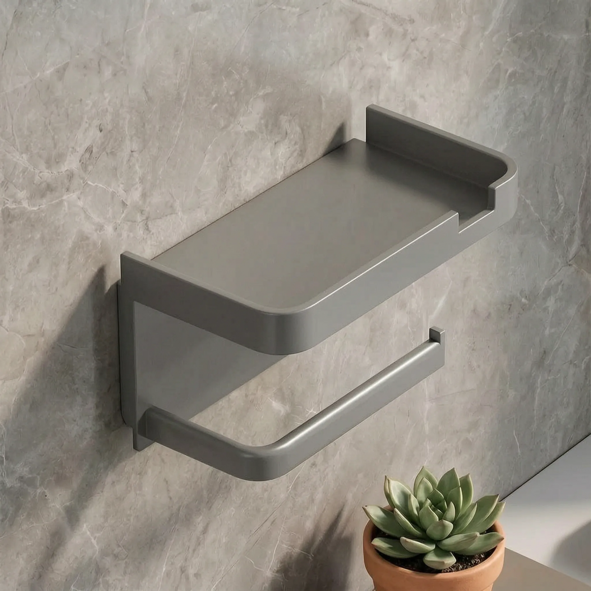 Toilet Paper Holder with Shelf for Modern Bathrooms