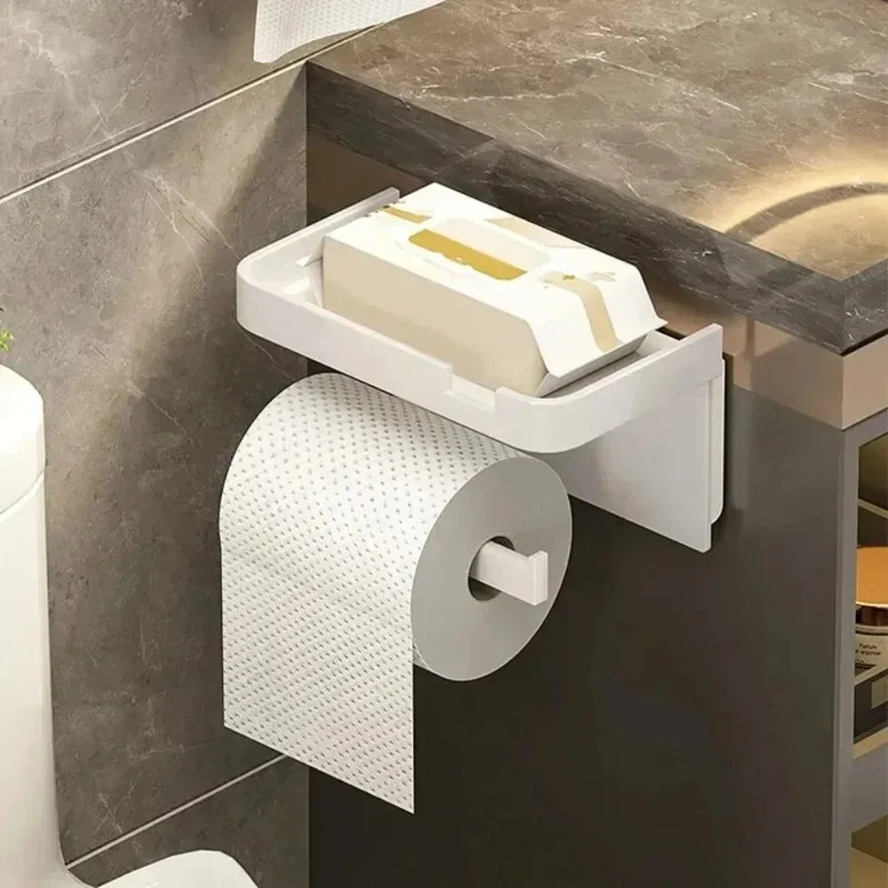 Toilet Paper Holder with Shelf for Modern Bathrooms
