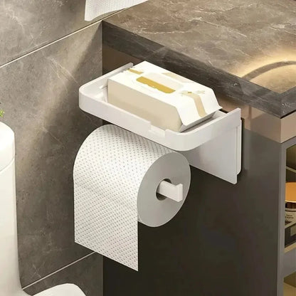 Toilet Paper Holder with Shelf for Modern Bathrooms