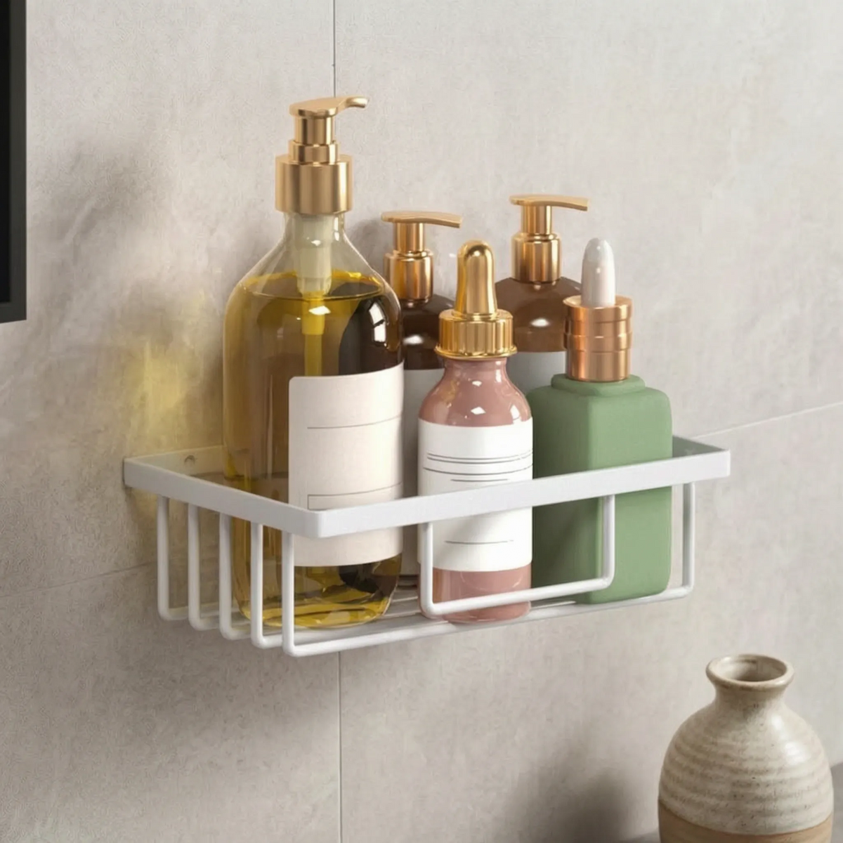 Toilet Paper Holder with Wood Storage Basket