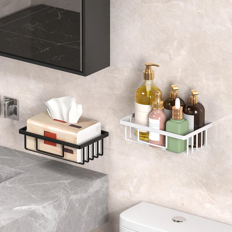 Toilet Paper Holder with Wood Storage Basket