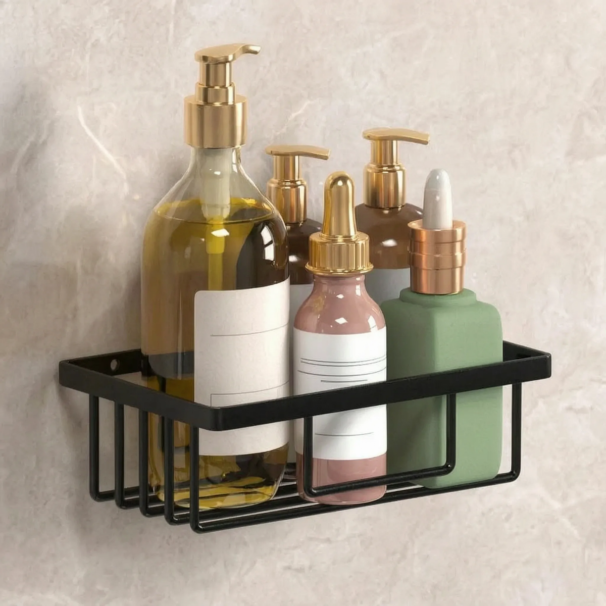Toilet Paper Holder with Wood Storage Basket