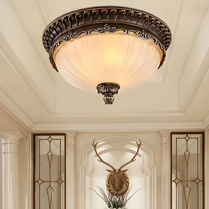 Traditional Bronze Ceiling Light with Frosted Glass Shade | Brinora