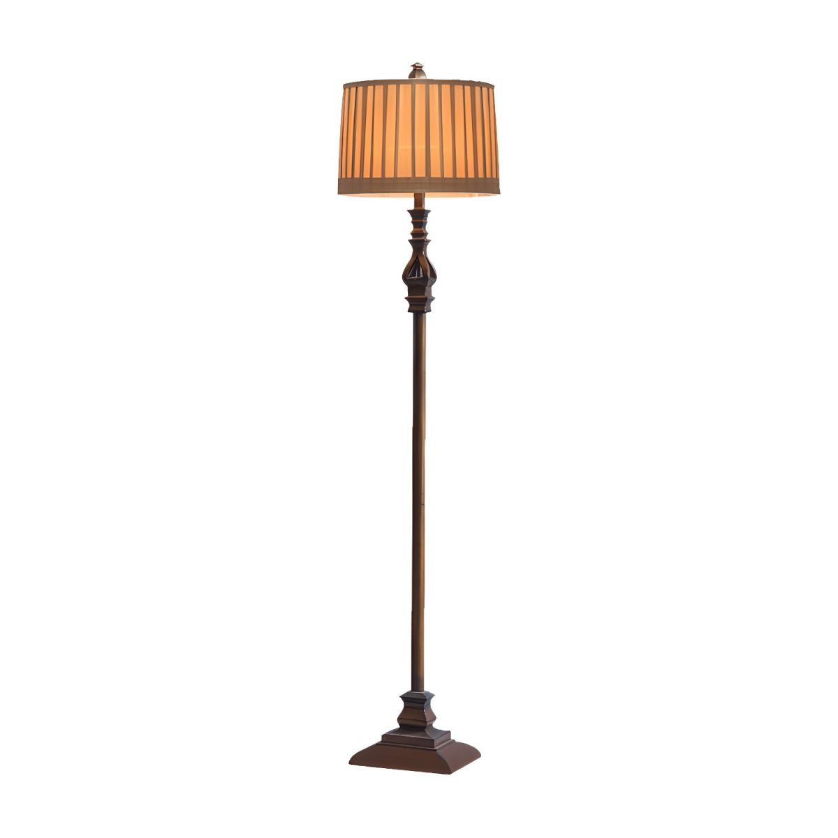 Traditional Resin Pedestal Floor Lamp with Fabric Shade | Veloran
