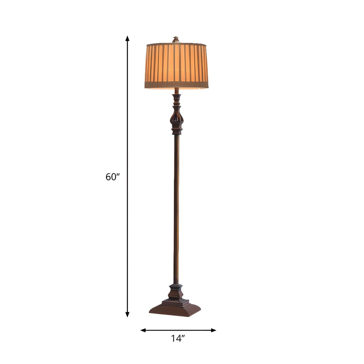 Traditional Resin Pedestal Floor Lamp with Fabric Shade | Veloran