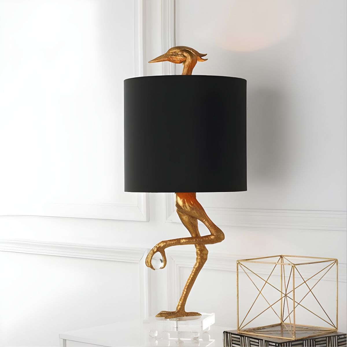 Traditional Table Lamp with Fabric Shade Gold Base | Melniro