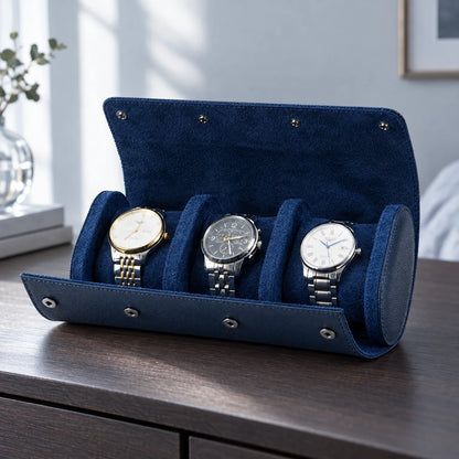 Travel Watch Roll with Soft Interior and Snap Button Closure