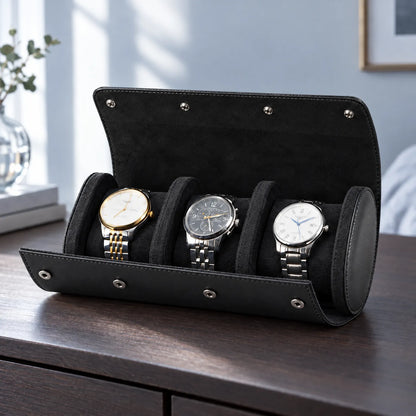 Travel Watch Roll with Soft Interior and Snap Button Closure