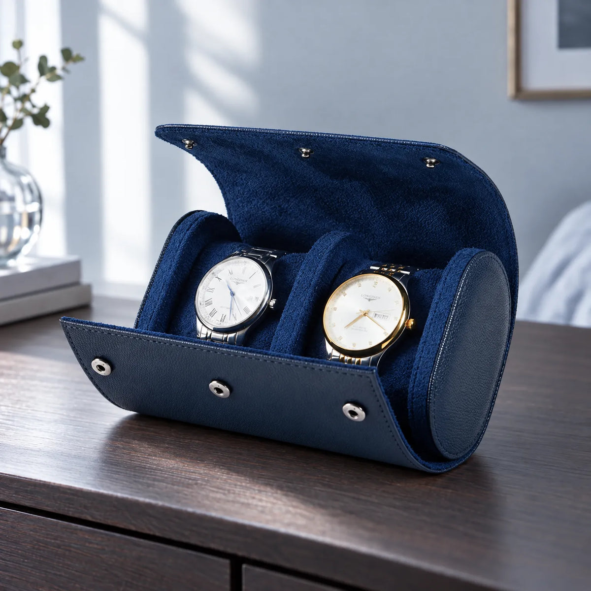 Travel Watch Roll with Soft Interior and Snap Button Closure