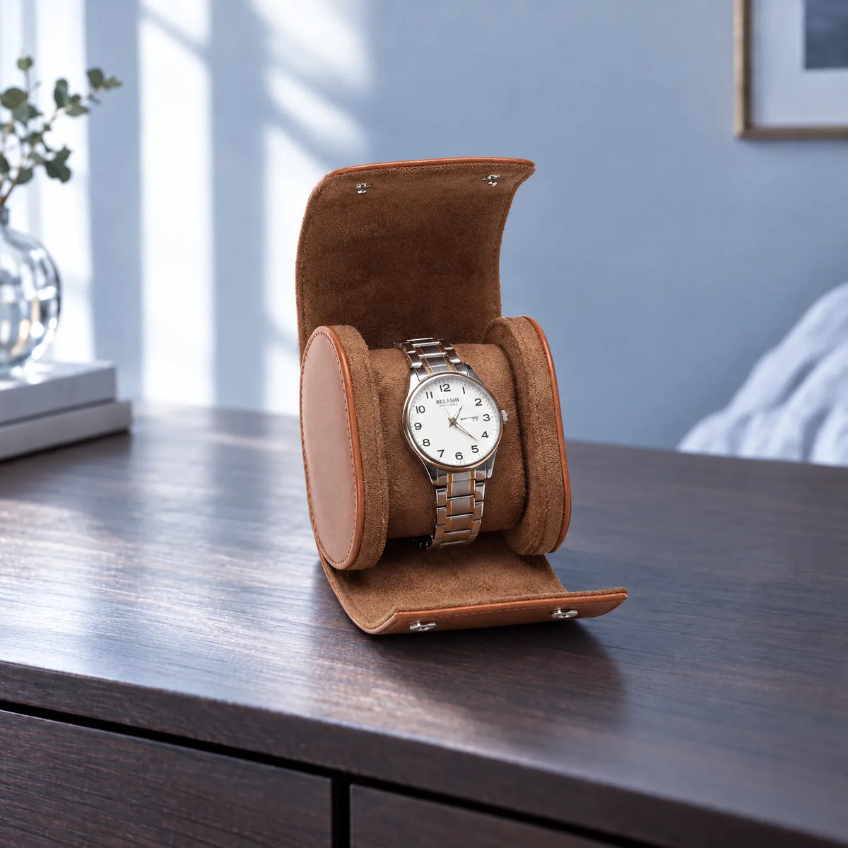 Travel Watch Roll with Soft Interior and Snap Button Closure